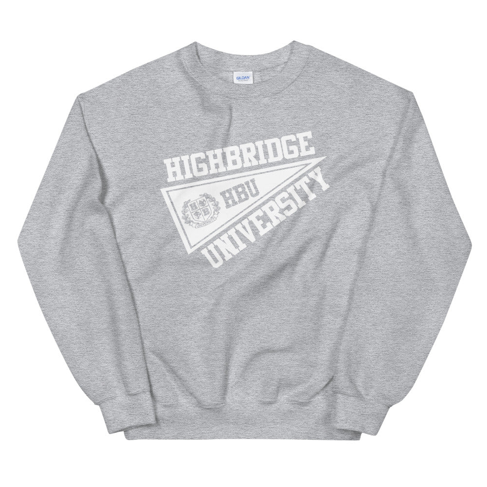 2 COLORS/ H.B.U. Crew Neck Unisex Sweatshirt/ Light Gray & White/ Dark Heather Gray & White/ Flag Logo