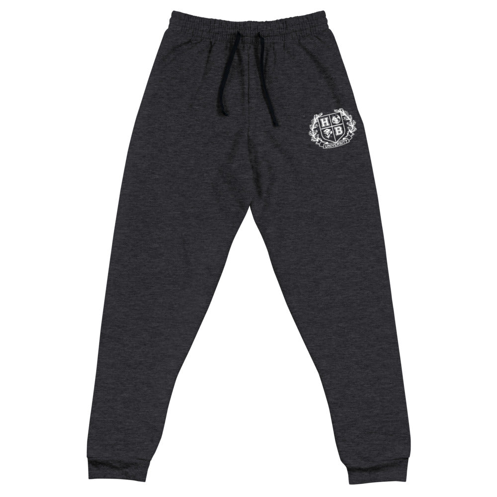 2 COLORS/ H.B.U. Embroidered Unisex Joggers/ Navy Blue, Dark Heather